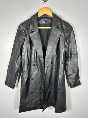French Connection Black Faux Leather Blazer Jacket Women’s Size 2